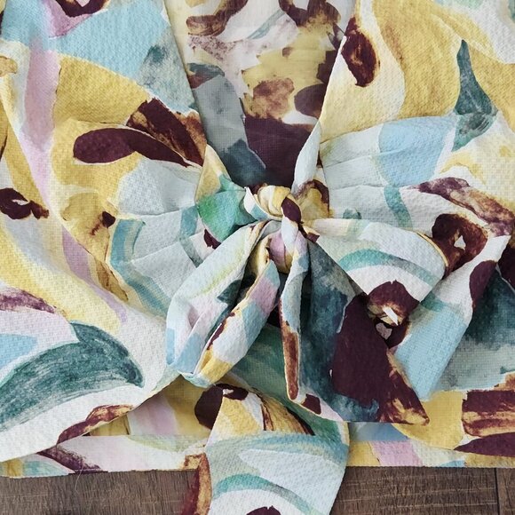 Ted Baker Tie Front Ballon Sleeve Blouse and Shorts Set Women's Size 1/US4 - Picture 6 of 8